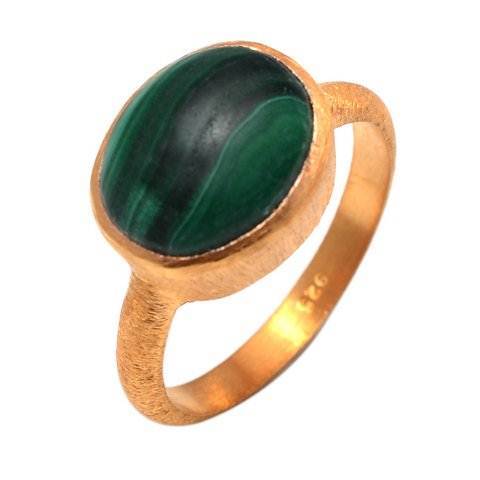 Round Malachite Gemstone Ring