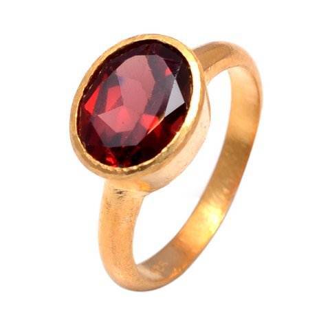 Round Garnet Gemstone Ring