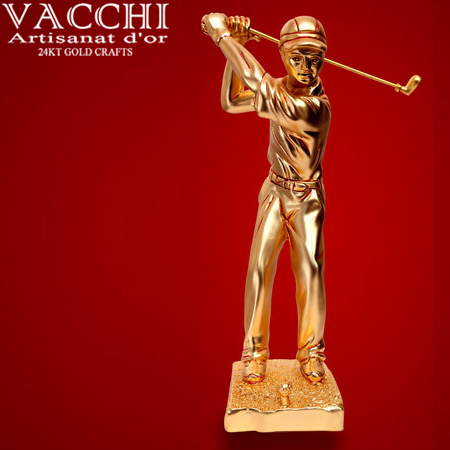 Gold Plated Golfman with Ball 