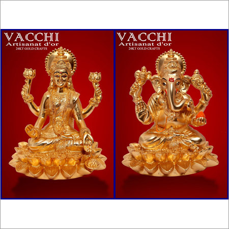 Gold Plated Laxmi Ganesha Idol