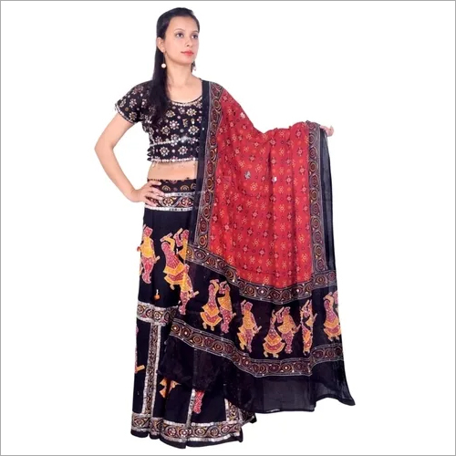 Bridal Lehenga Choli - Silk Blend, Customizable Size, 45 Inches Length, Black Color | Elegant Design, Intricate Hand Embroidery, Comfortable Fit