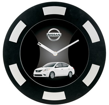 Promotional Wall Clock - Glass And Plastic, 10x10 Inches, Black | Attractive Pattern, Lightweight, Easy To Read, Flawless Finish, Intricate Design