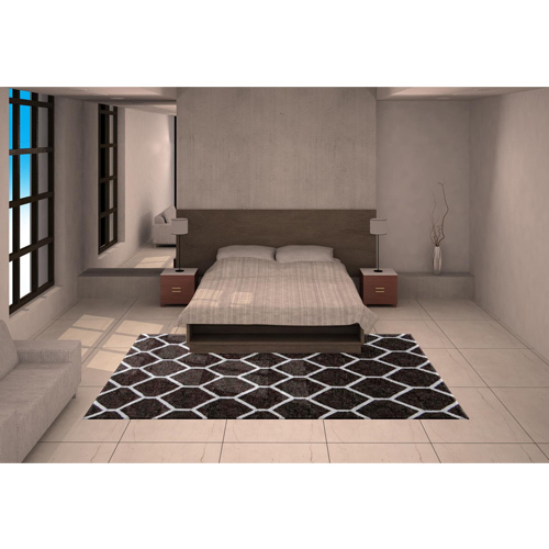 Dazzling Brown Carpets - Polyester Blend, Customizable Length, Brown | Soft Texture, Durable, Hexagon Pattern, Easy Cleaning