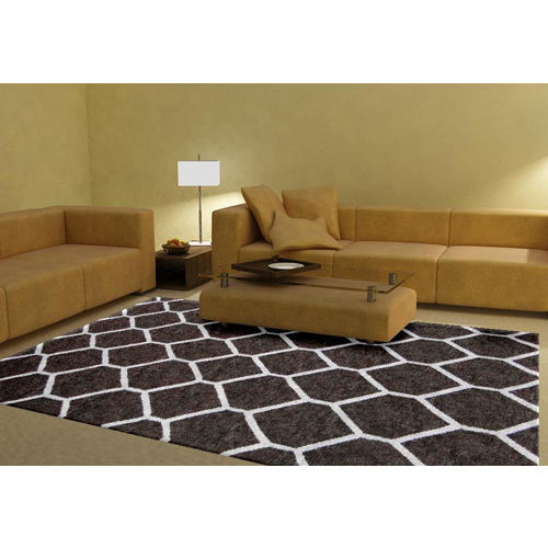 Dazzling Brown Carpets - Polyester Blend, Customizable Length, Brown | Soft Texture, Durable, Hexagon Pattern, Easy Cleaning