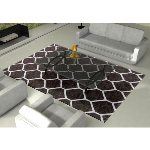Dazzling Brown Carpets - Polyester Blend, Customizable Length, Brown | Soft Texture, Durable, Hexagon Pattern, Easy Cleaning