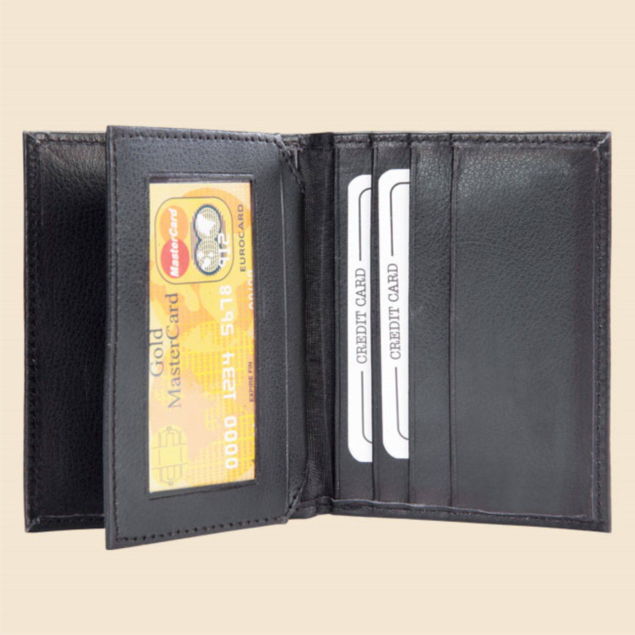 Visiting Card Holder - Leather, 9x6x1 Cm, Black | Stylish Design, Attractive Finish, Optional Logo Engraving, Durable Material, Capacity: 20 Cards