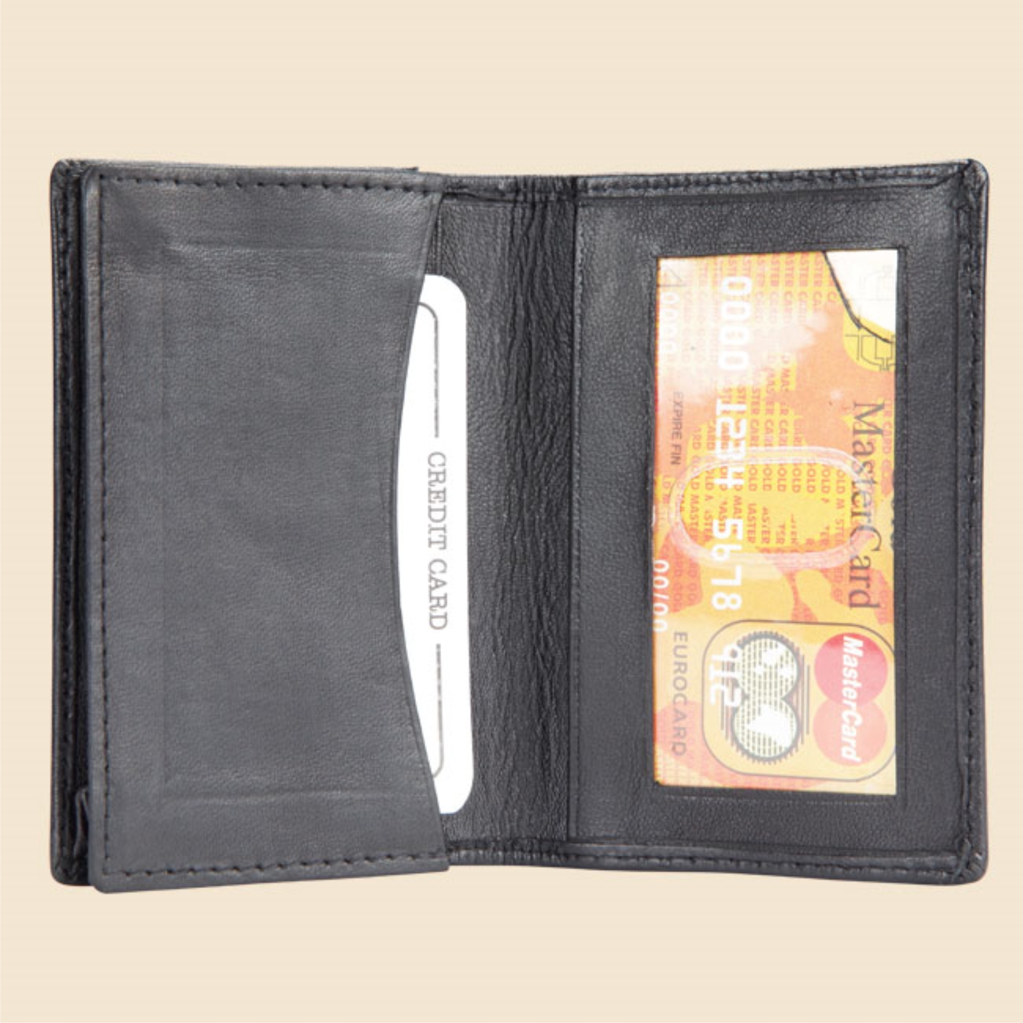 Visiting Card Holder - Leather, 9x6x1 Cm, Black | Stylish Design, Attractive Finish, Optional Logo Engraving, Durable Material, Capacity: 20 Cards