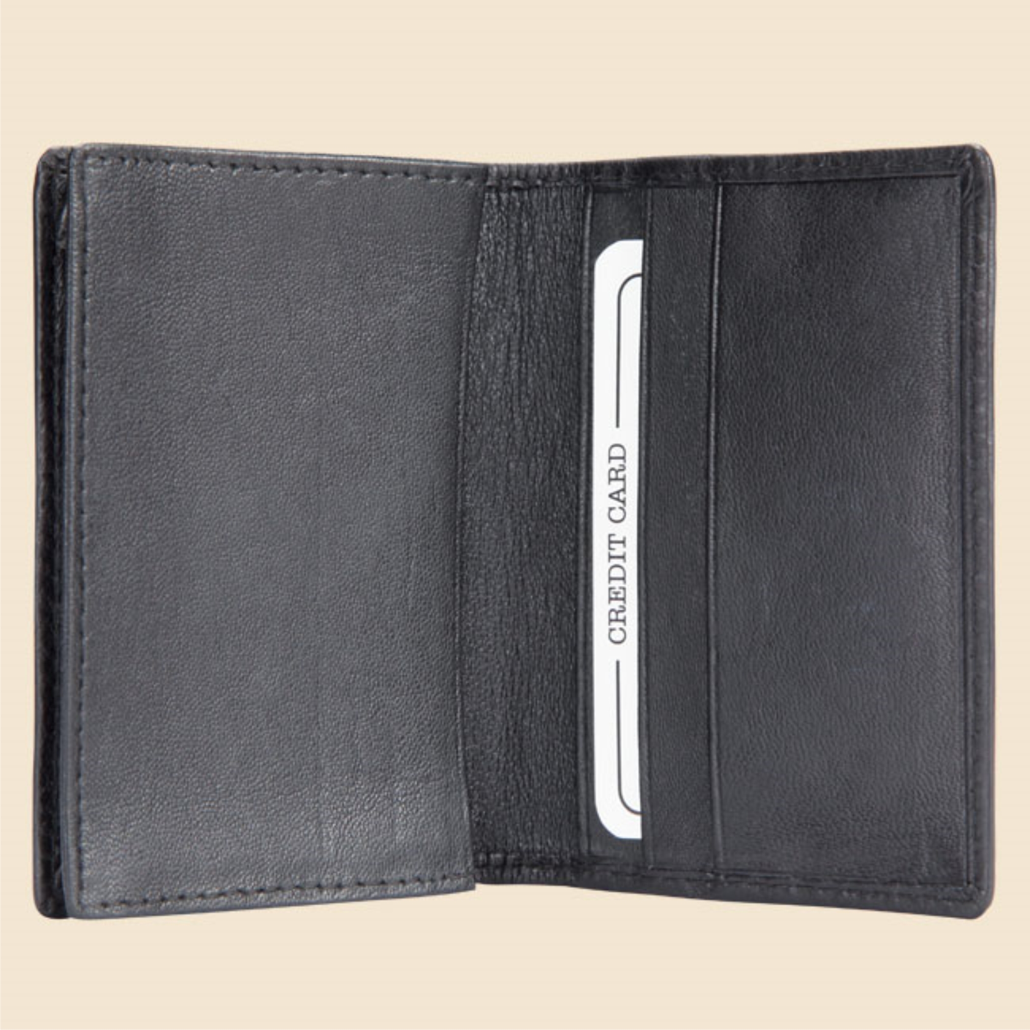 Visiting Card Holder - Leather, 9x6x1 Cm, Black | Stylish Design, Attractive Finish, Optional Logo Engraving, Durable Material, Capacity: 20 Cards