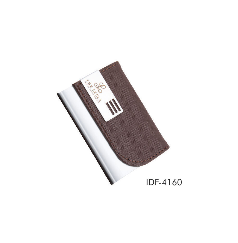 Visiting Card Holder - Leather, 9x6x1 Cm, Black | Stylish Design, Attractive Finish, Optional Logo Engraving, Durable Material, Capacity: 20 Cards
