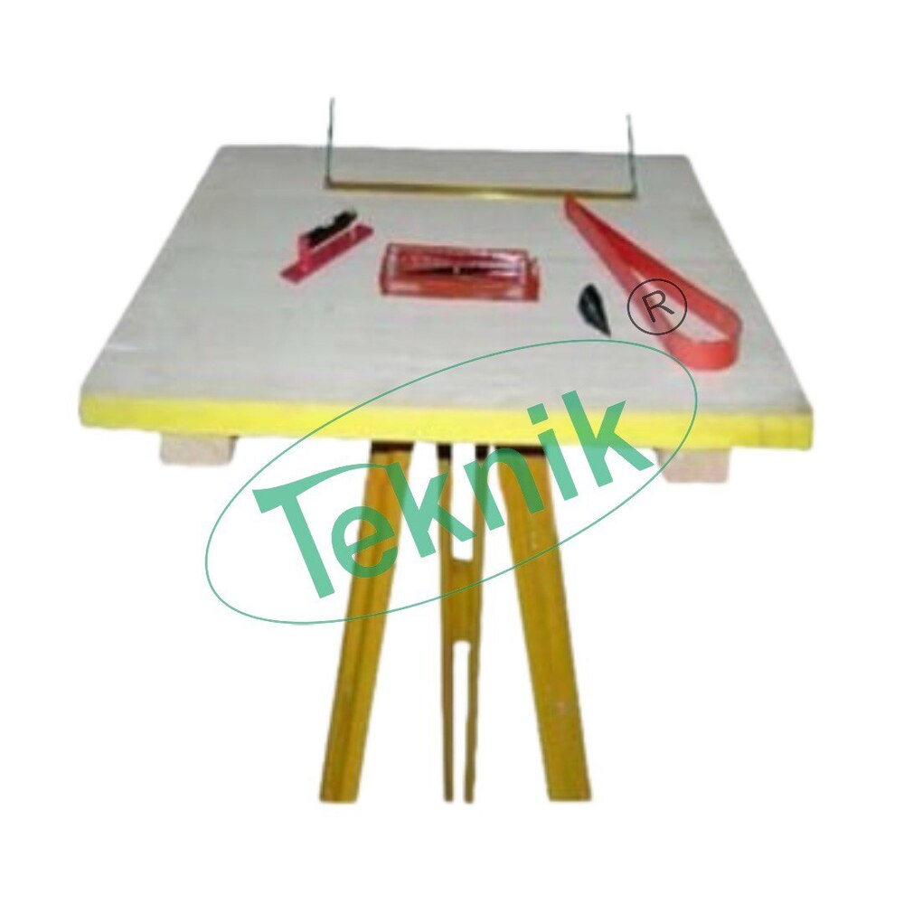 Plane Table - High Quality Fir Wood Board 600mmx750mm, Aluminium/Brass Components with ISO Compliant Plumb Bob and Tripod