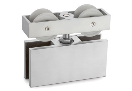 सिल्वर ग्लास डोर हैंगिंग व्हील्स