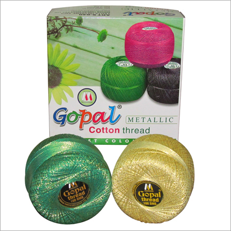 Sewing Threads - 100% Polyester, Green & Golden Filament | High Tenacity, Light in Weight, Washable Fancy Yarn for Embroidering