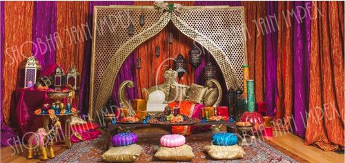 Sangeet Fiber Backdrop - Golden Fiber Material | Elegant Wedding Decoration Use