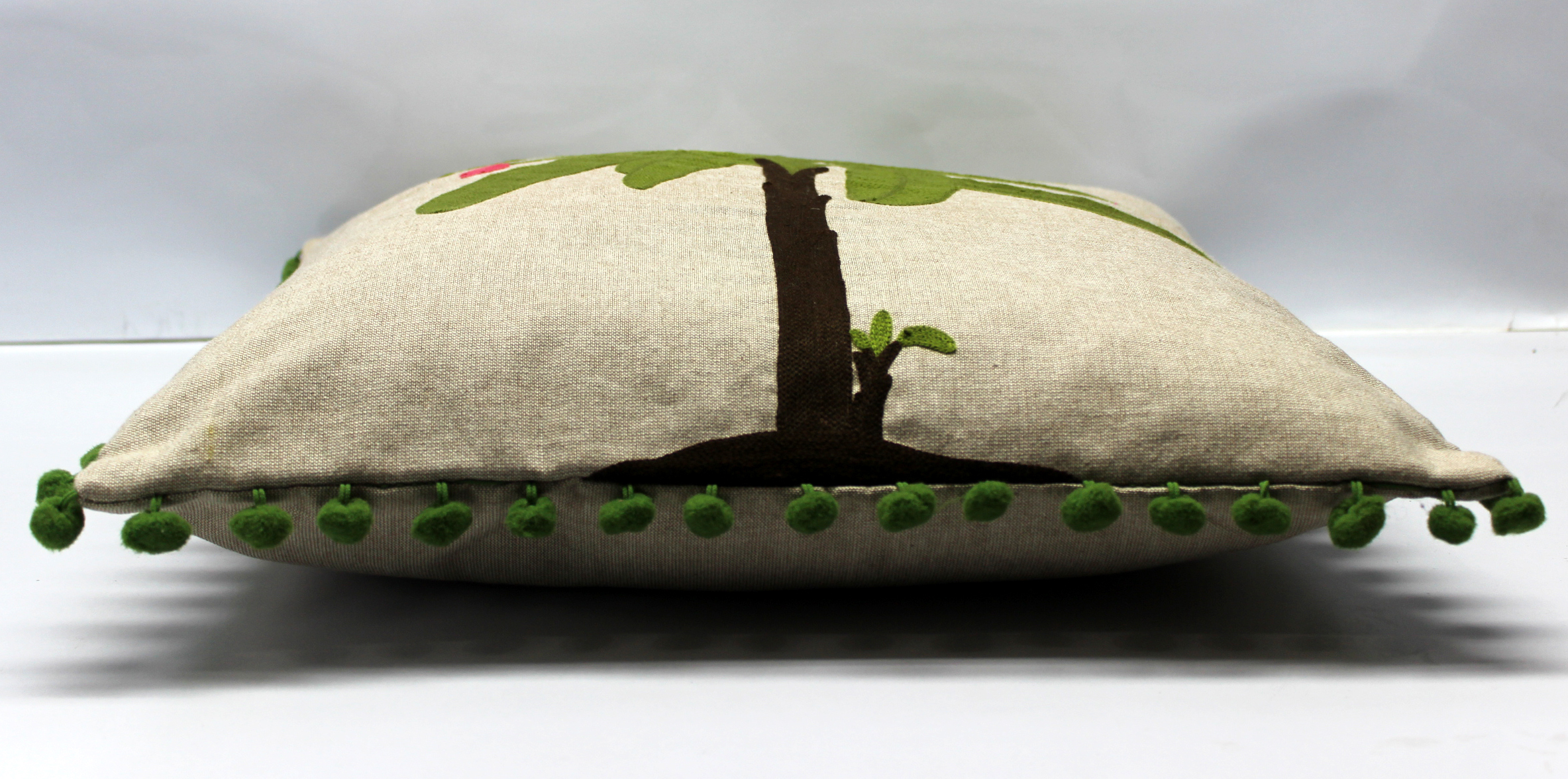 Palm Tree Art Image Embroidered Cotton Cushion