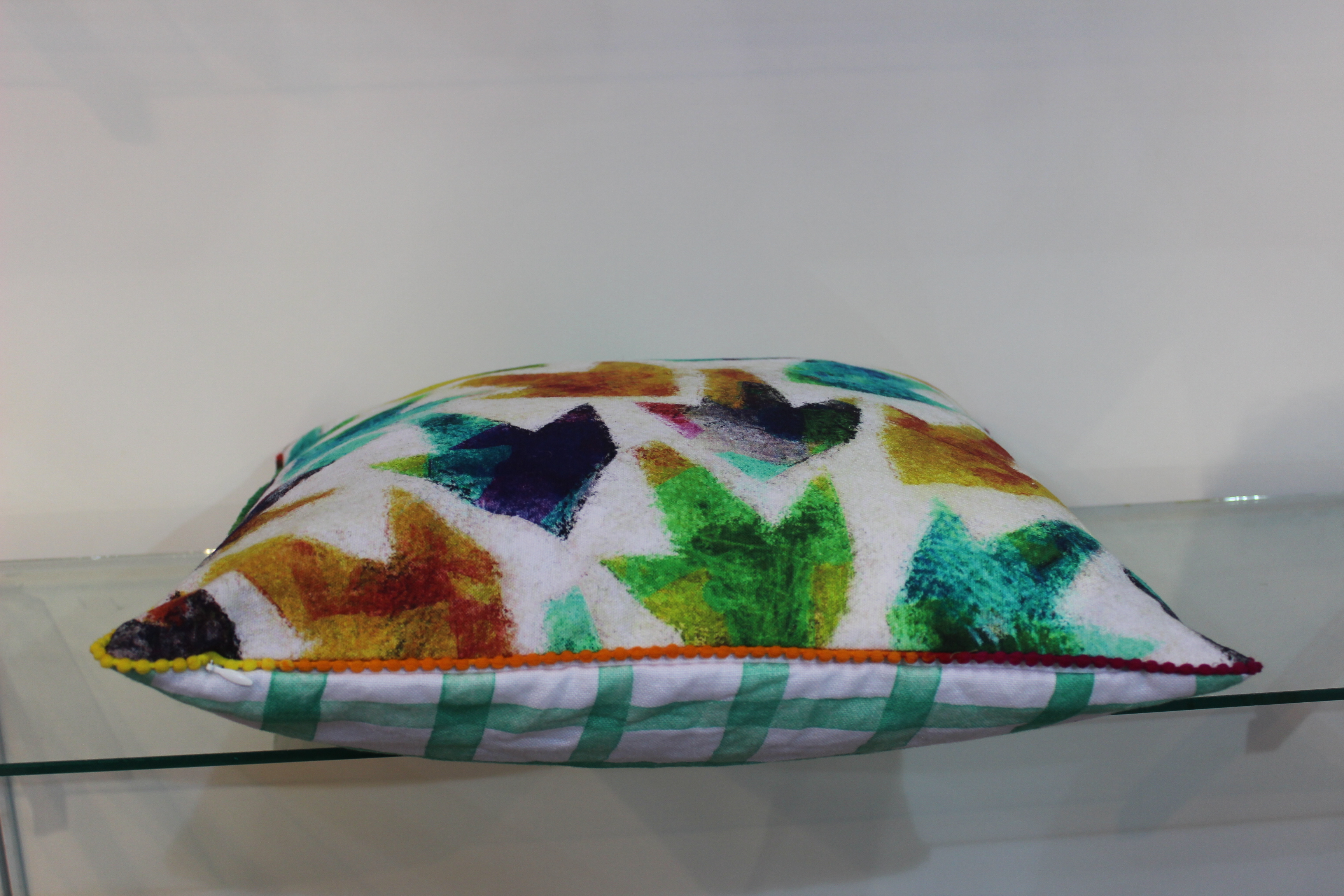 Cushion Water Colour - Cotton 16x16 Inches, Geometric Design, Invisible Zipper, Customizable Print