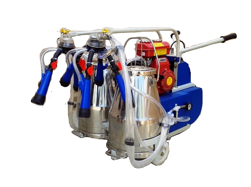 Stainless Steel Engine Operated Double Bucket Milking Machine