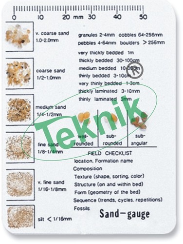 SAND GAUGE CHART - Water-Resistant Plastic Card with Nine Granule Patches | Uniform Sand Classification for Civil Engineering Labs, BS 1377:2 & ASTM D4318 Standards