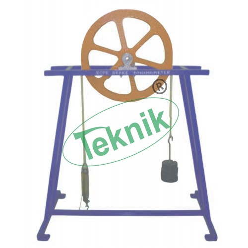 Rope Brake And Dynamometer - Cast Iron 45cm Wheel, Steel Axle with Ball Bearings, Wooden Frame, Extension Balance and Weight Set