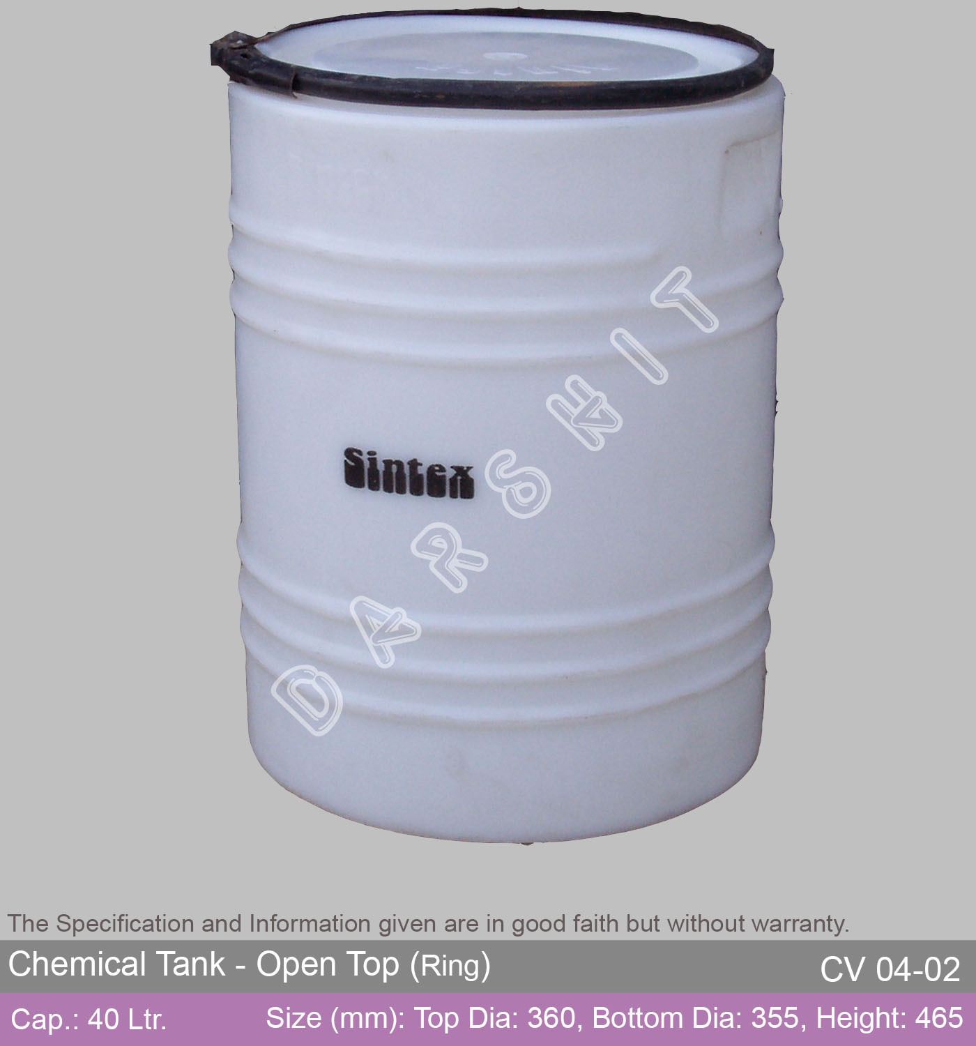 Plastic Sintex Open Top Chemical Storage Tank