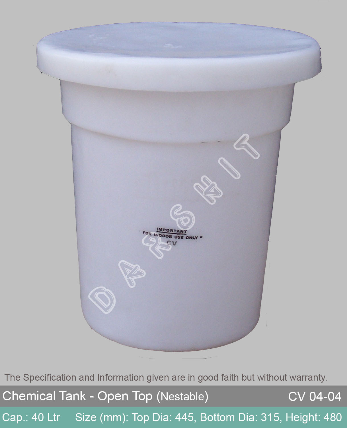 Plastic Sintex Open Top Chemical Storage Tank