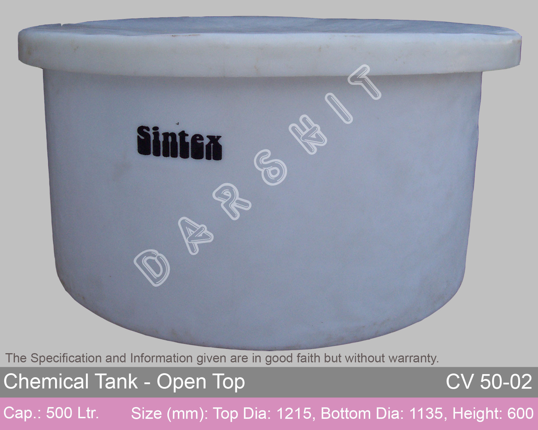 Plastic Sintex Open Top Chemical Storage Tank