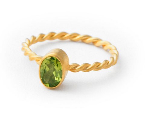 Oval Peridot Gemstone Ring