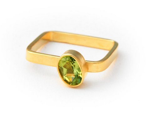 Oval Peridot Gemstone Ring