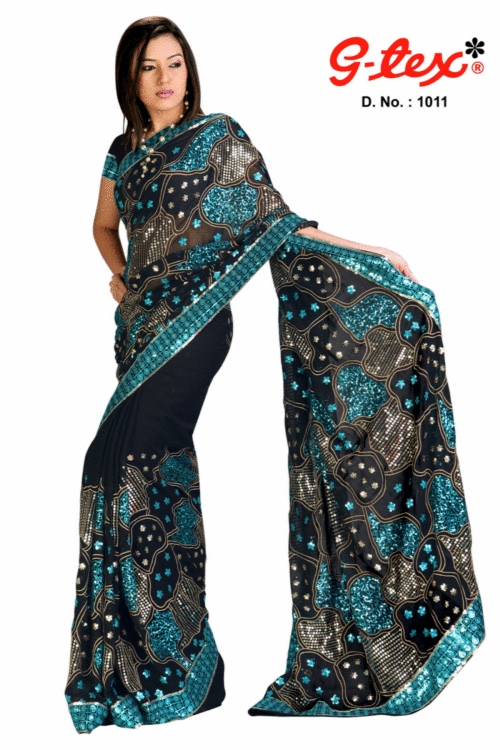 छपी हुई रेशमी साड़ी