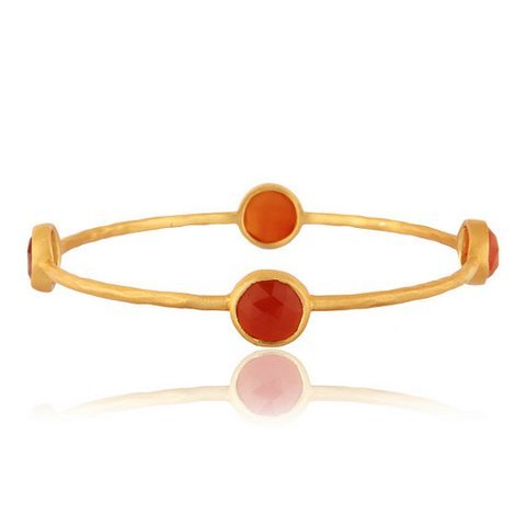 Fashion Orange Chalcedony Gemstone Bangle