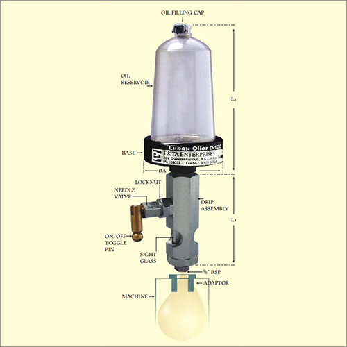 Lubex Drip Oiler - 150 ml Capacity , Polycarbonate Reservoir, Hand Operated Needle Valve, Adjustable Drip Rate, 1/8 BSP Thread Size