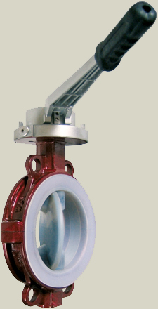 Lined Butterfly Valve - PTFE-Lined Cast Iron, 4 Inch Port Size, Up to 16 Bar Pressure, -20°C to 180°C Working Temperature, Manual Operation