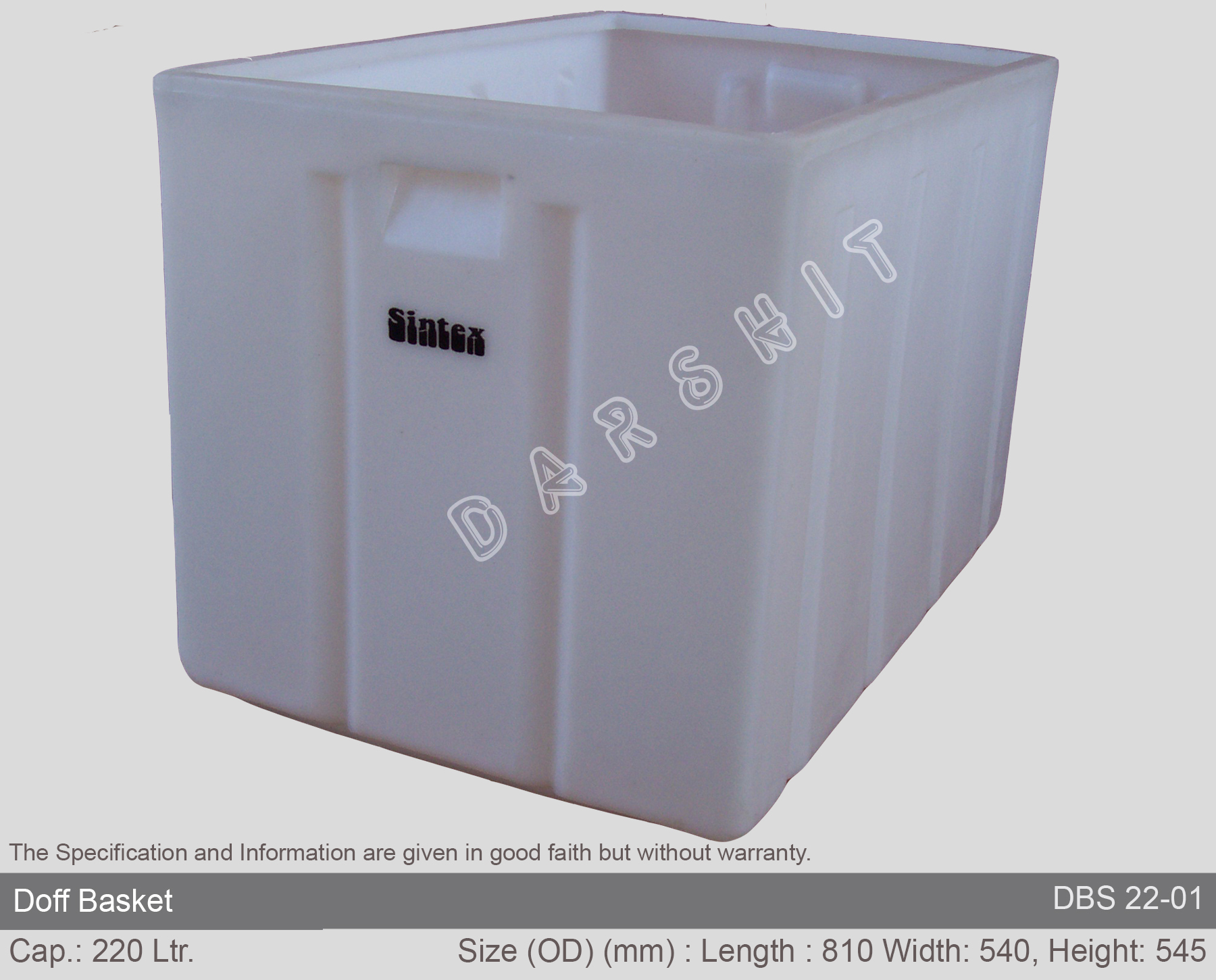 Sintex Stackable Doff Baskets Crates Capacity: 20 Ltr. To 400 Ltr.