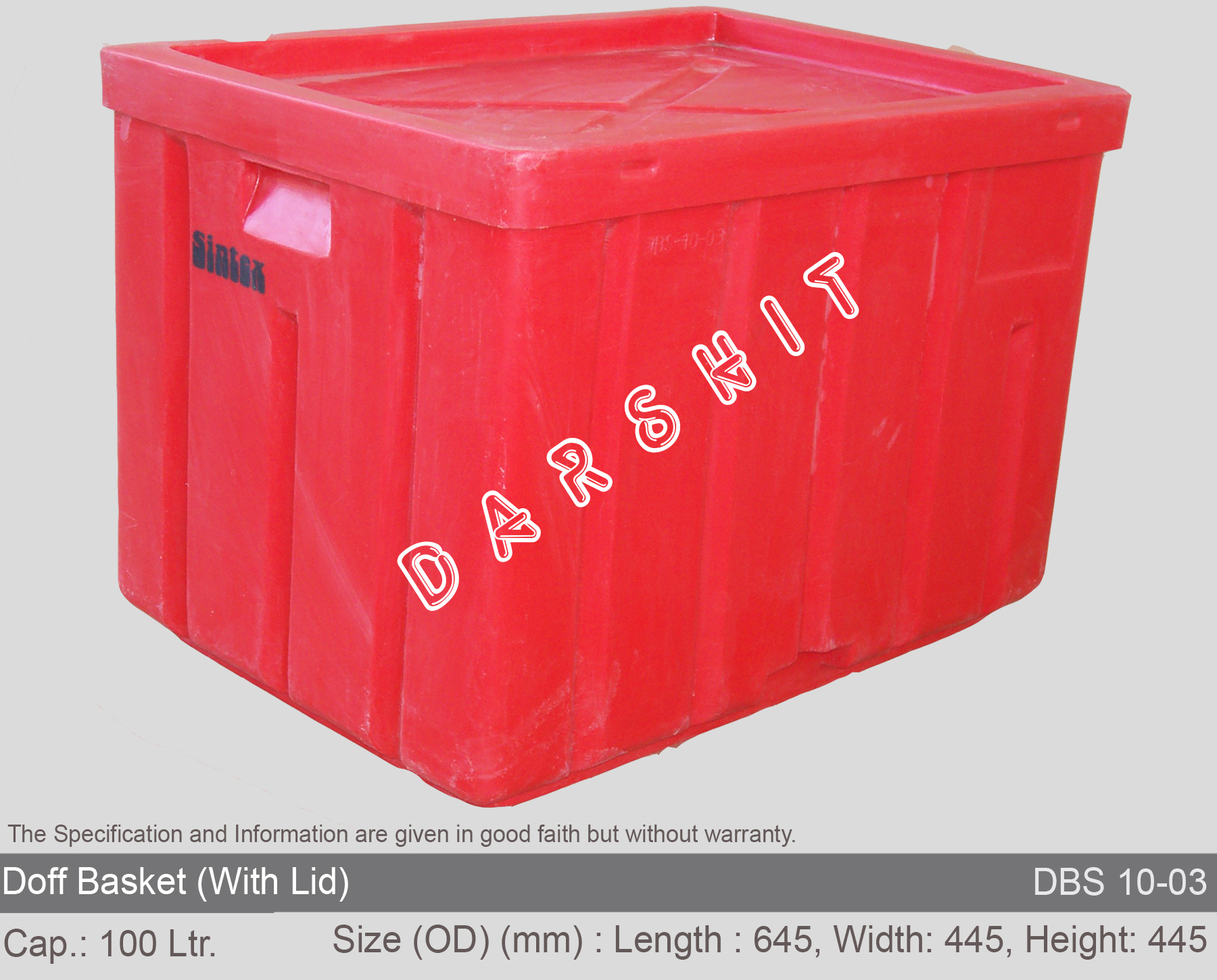 Sintex Stackable Doff Baskets Crates Capacity: 20 Ltr. To 400 Ltr.
