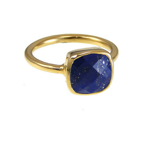 Square Lapis Lazuli Gemstone Ring