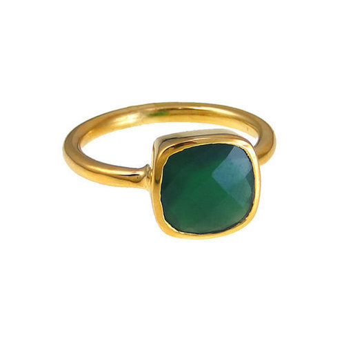 Square Green Onyx Gemstone Ring
