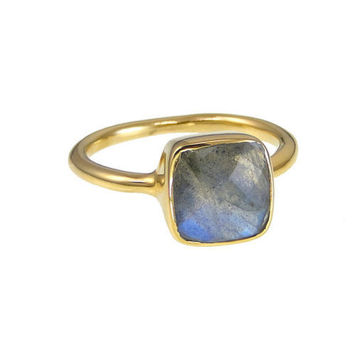 Square Labradorite Gemstone Ring