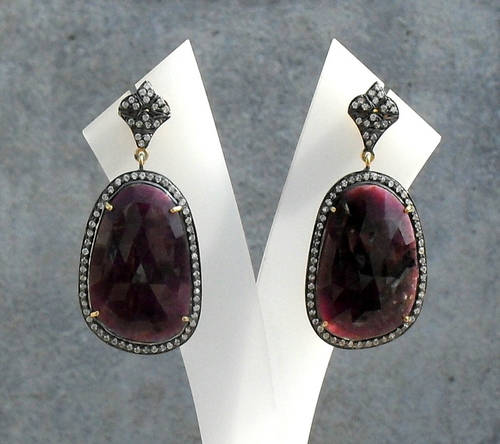 Ruby & Diamond Gemstone Victorian Earring Gender: Women