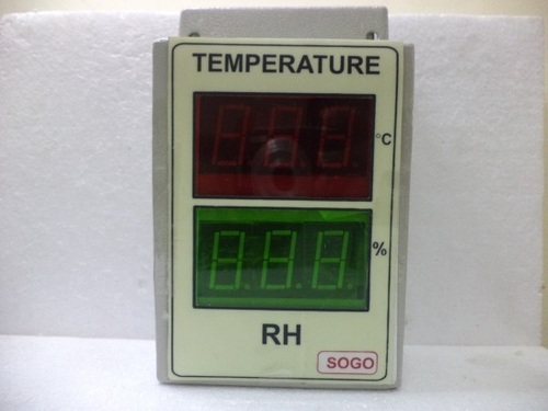 Temperature & Humidity Monitor - Mild Steel, Wall-Mounted Design | Cream and Yellow Finish, 230V AC Operation, 1 Height LED Display