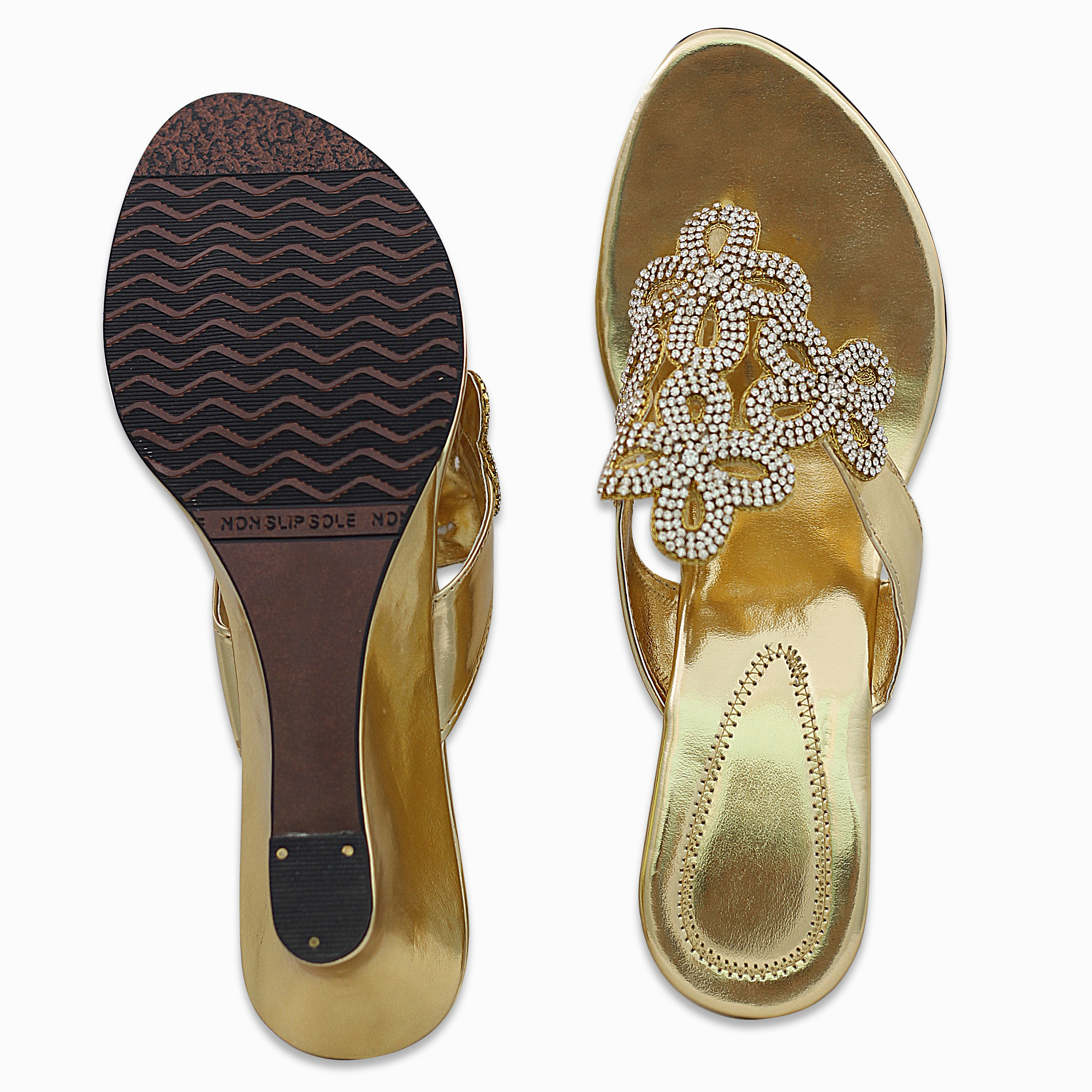 Designer Golden Party Wear Sandals