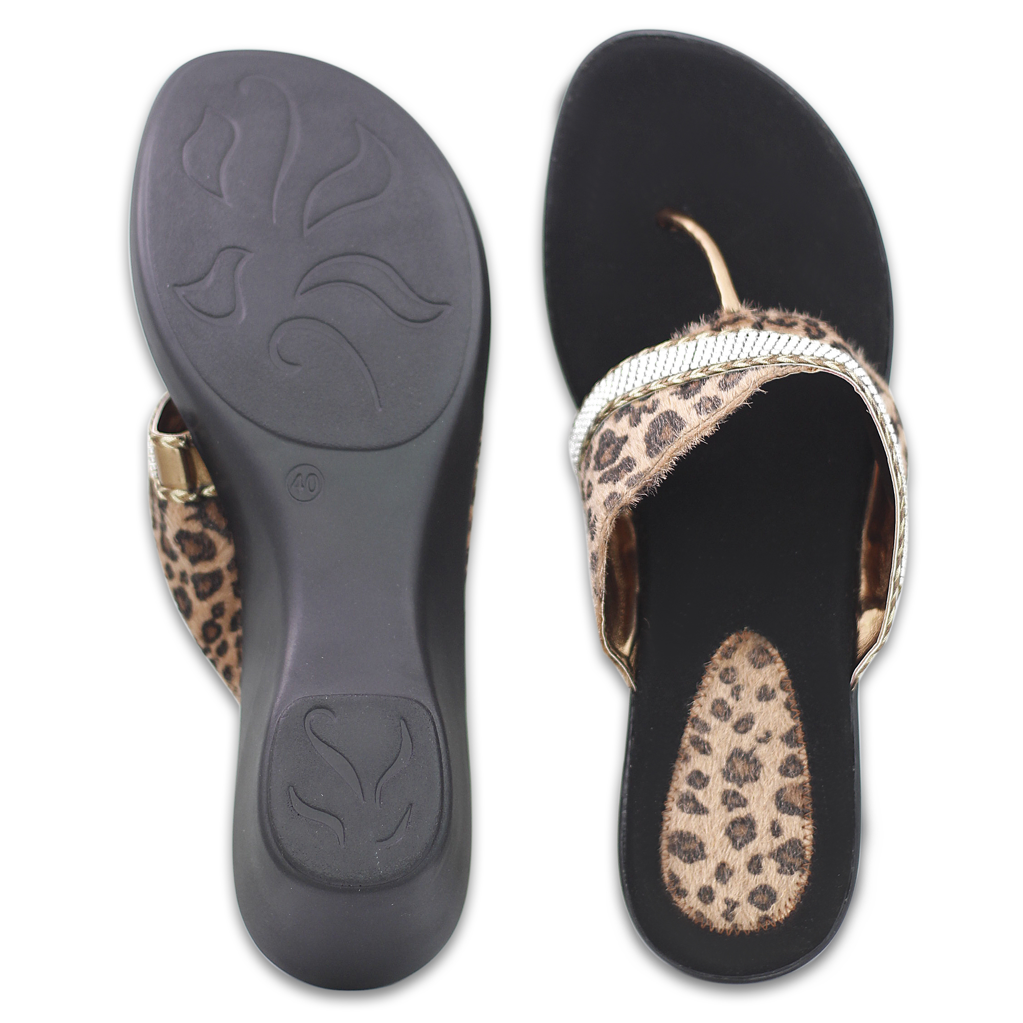 Brown Cheetah Printed Designer Wedges