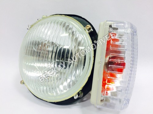 Head Light Assembly - PVC Plastic, 12-24 Volt Voltage | White & Yellow Auto Lamp for Vehicles