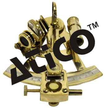 Nautical Sextant - Brass Material, 20 cm Scale Radius, 0 to 130 Degrees | Features Slow Motion Tangent Screw, Magnifying Lenses, Telescope, 4 Intensity Matching Glasses