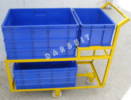 Duplex Trolley - Mild Steel Frame, Four Castor Wheels for Wet/Dry Surfaces | Ideal for Tool Shops, Warehouses, and Inventory Storage
