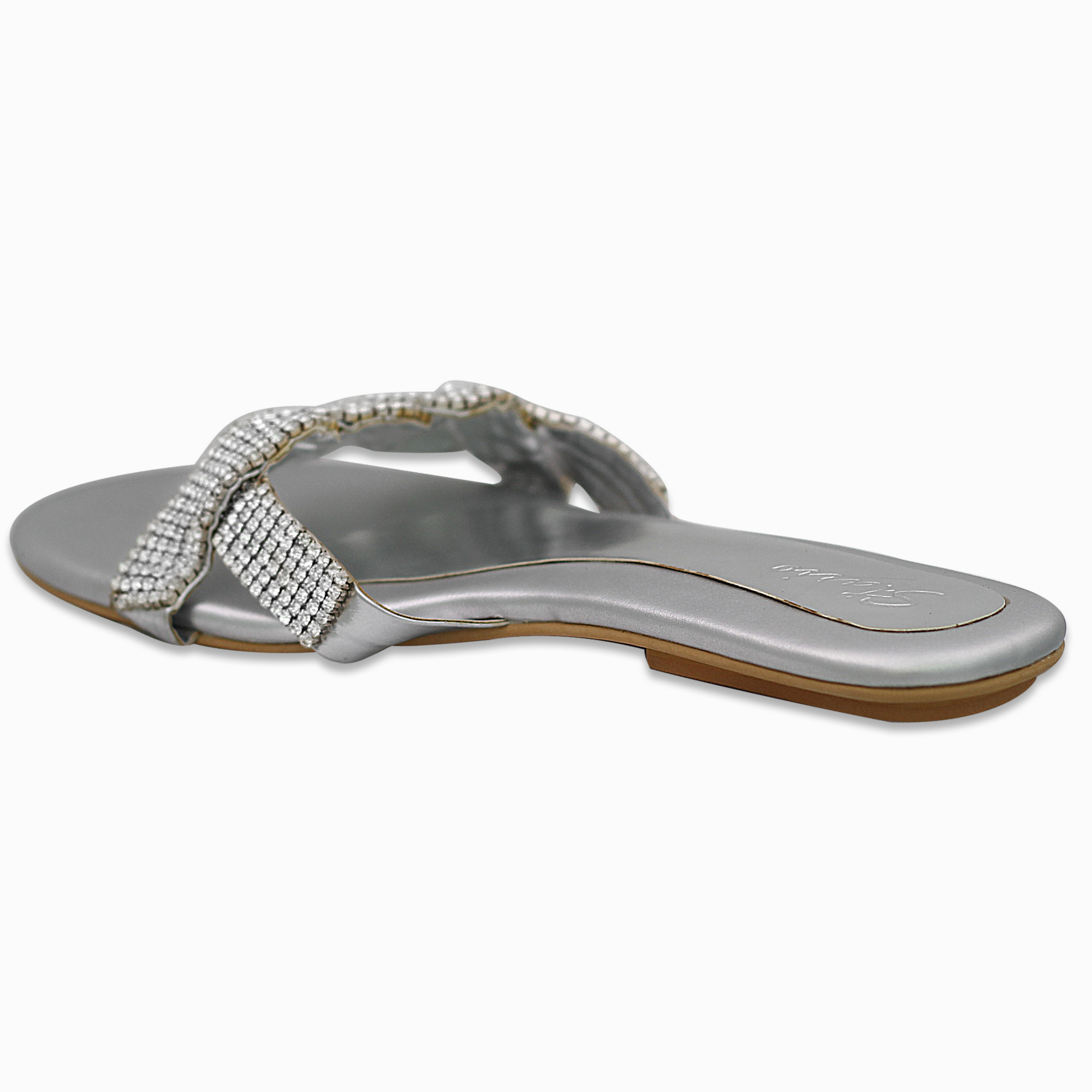 Designer Silver Slipon With Crystals