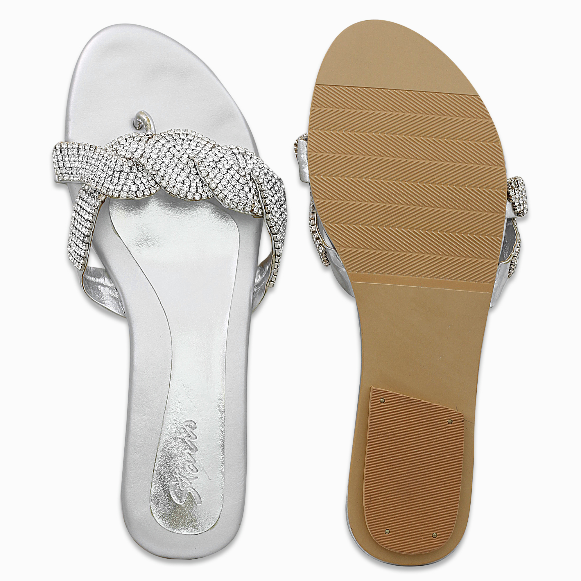 Designer Silver Slipon With Crystals
