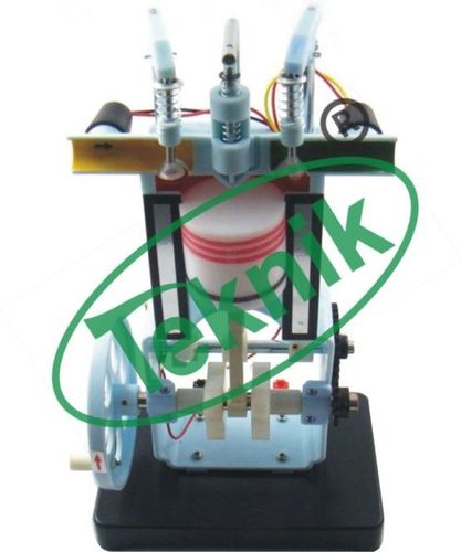 Car Engine Diesel - Stainless Steel and Mild Steel, Handle Driven Teaching Model Fitted with F.H.P. 220 Volts A.C. Motor for Automobile Engineering