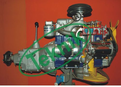 Car Engine Diesel - F.H.P. 220 Volts A.C. Motor, Complete Model with Open Chassis Demonstrating Four Cylinder Operation Features