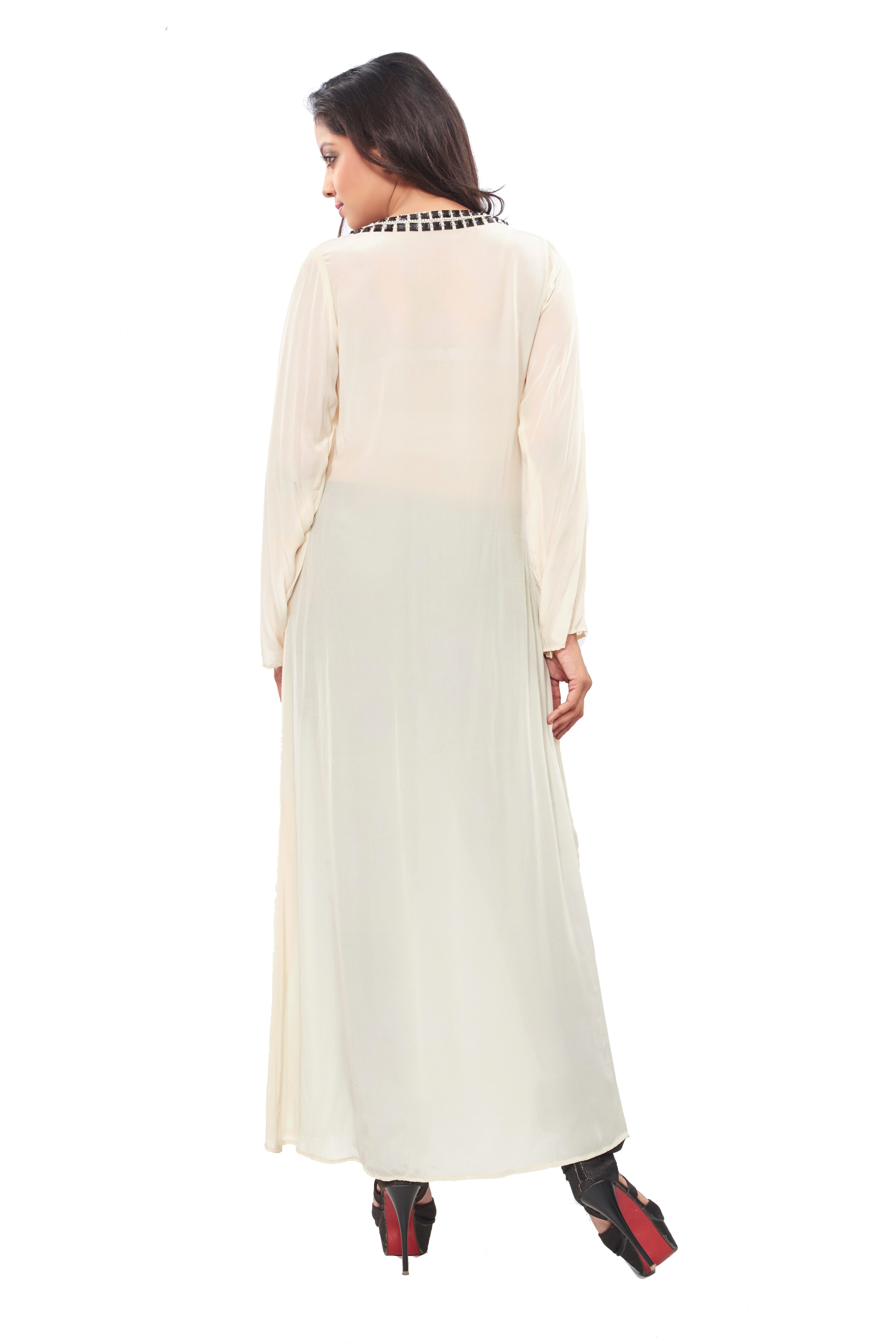 V Neck Long Maxi Embellished Dress