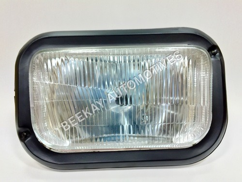 Head Light Assembly 2416 - PVC Plastic, Rectangular Shape | White, 12-24 Volt Compatibility for Vehicles