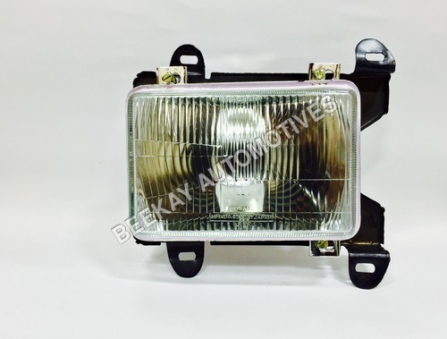 HEAD LIGHT ASSY SUMO DELUXE - PVC Plastic, Rectangular Shape, White Color | 12-24 Volt Suitable for Vehicles